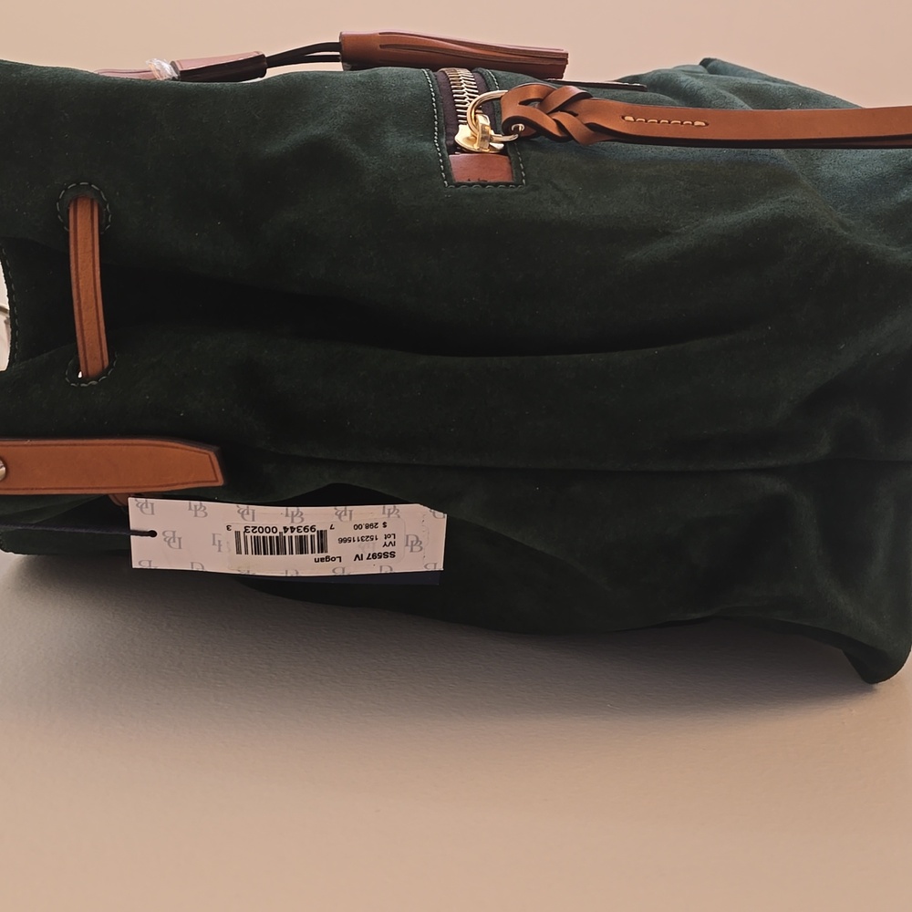 Dooney & Bourke Green Suede Bucket Bag - Picture 6 of 16